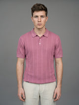 Binasco Onion Pink Knitted Cotton Polo T-Shirt
