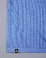 Potenza Baby Blue Melange Knitted Cotton Polo T-Shirt