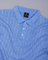 Potenza Baby Blue Melange Knitted Cotton Polo T-Shirt