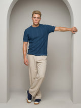Triton Peacock Blue Knitted Cotton T-Shirt