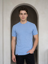 Krypton SkyBlue Ice Cube Knitted Cotton T-Shirt