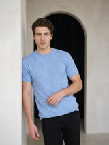 Krypton SkyBlue Ice Cube Knitted Cotton T-Shirt
