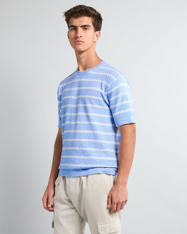 Parasail Ice Blue Knitted Cotton T-Shirt