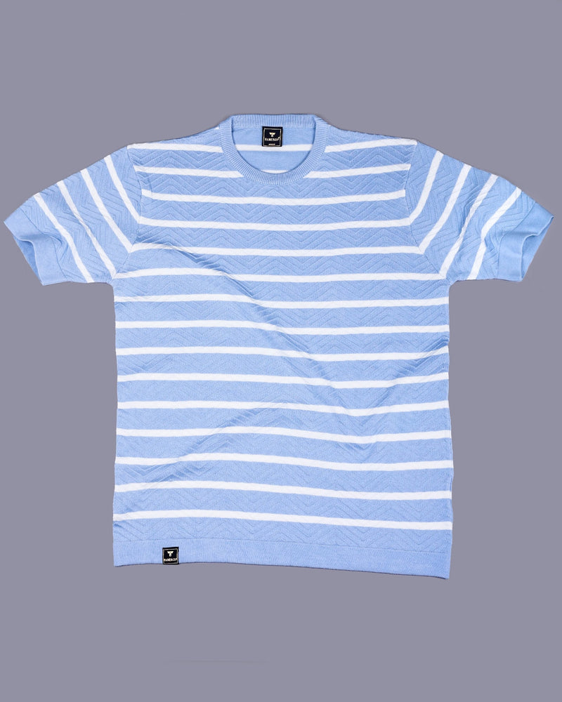 Parasail Ice Blue Knitted Cotton T-Shirt