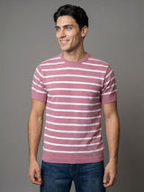 Parasail Onion Pink Knitted Cotton T-Shirt