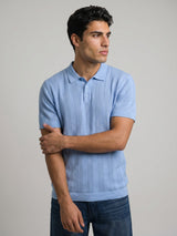 Binasco Ice Blue Knitted Cotton Polo T-Shirt
