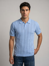 Binasco Ice Blue Knitted Cotton Polo T-Shirt