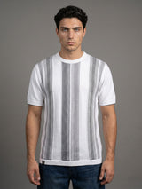 Infra Bright White Knitted Cotton Designer T-Shirt