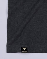 Vibrant Charcoal Black Melange Knitted Cotton Full Sleeves T-Shirt