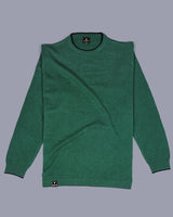 Vibrant Hunter Green Melange Knitted Cotton Full Sleeves T-Shirt