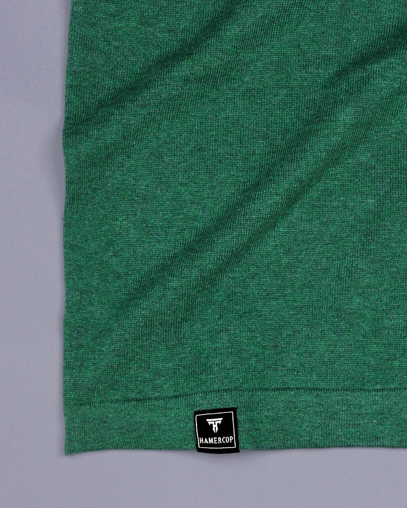 Vibrant Hunter Green Melange Knitted Cotton Full Sleeves T-Shirt