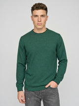 Vibrant Hunter Green Melange Knitted Cotton Full Sleeves T-Shirt