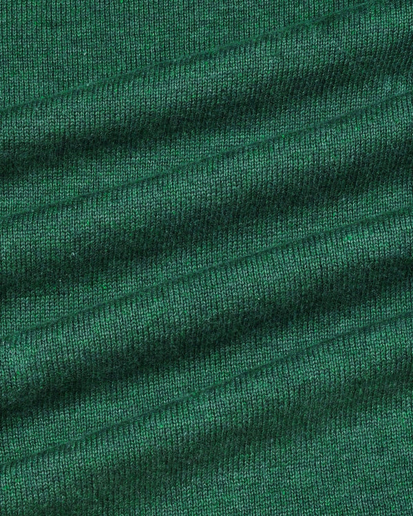 Vibrant Hunter Green Melange Knitted Cotton Full Sleeves T-Shirt