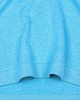 Vibrant Aqua Blue Melange Knitted Cotton Full Sleeves T-Shirt