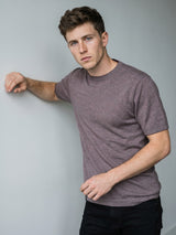 Thunder Driftwood Melange Knitted Cotton T-Shirt
