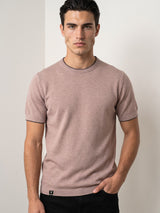 Thunder Coco Cream Melange Knitted Cotton T-Shirt