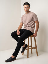 Thunder Coco Cream Melange Knitted Cotton T-Shirt