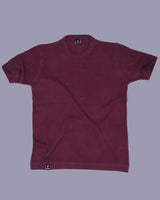 Lisson Wine Maroon Knitted Cotton T-Shirt