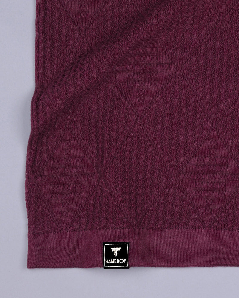 Lisson Wine Maroon Knitted Cotton T-Shirt