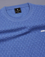 Infinite SkyBlue Knitted Melange Cotton T-Shirt