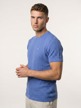 Infinite SkyBlue Knitted Melange Cotton T-Shirt