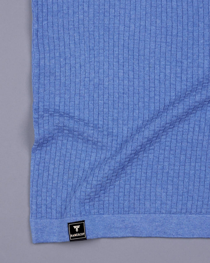 Infinite SkyBlue Knitted Melange Cotton T-Shirt