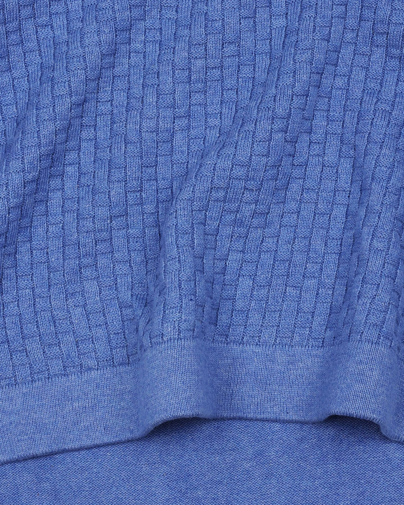 Infinite SkyBlue Knitted Melange Cotton T-Shirt