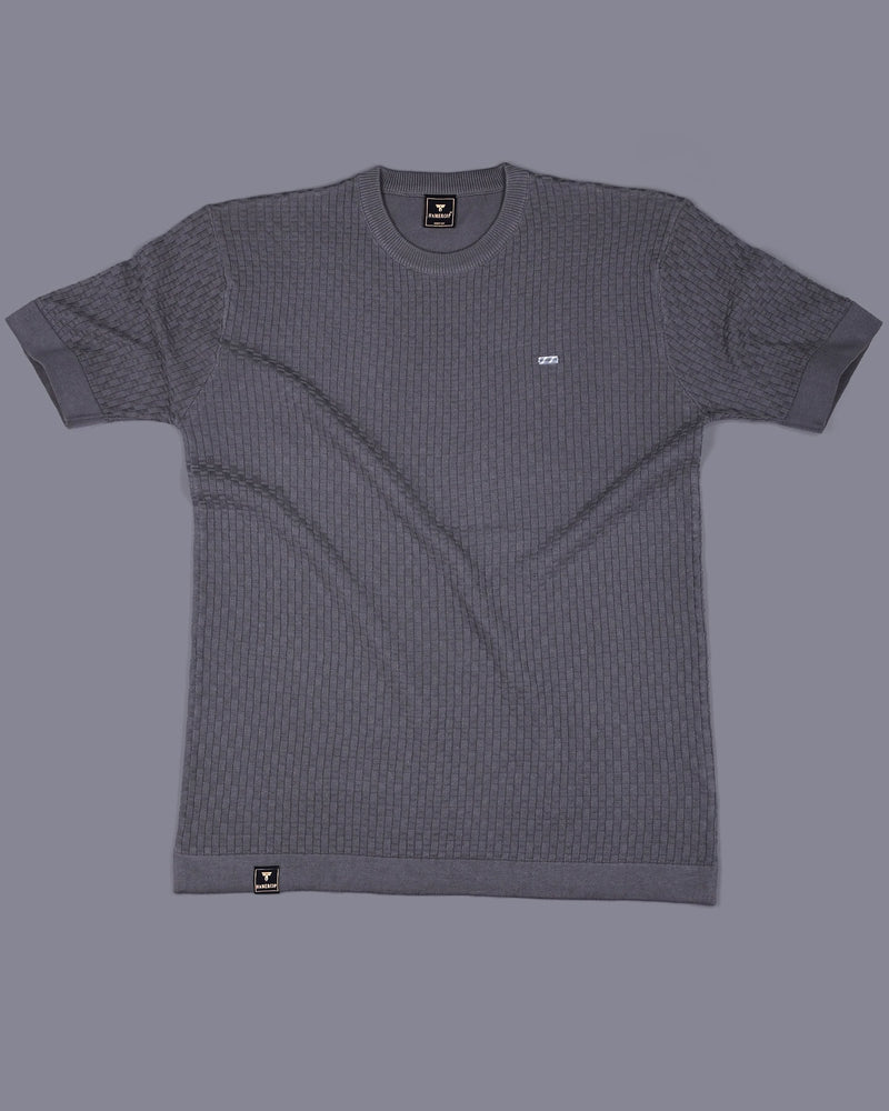 Infinite Ash Gray Knitted Cotton T-Shirt