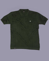 Bosstone Forest Green Knitted Cotton Zipper Polo T-Shirt