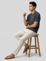 Bosstone Gray Knitted Cotton Zipper Polo T-Shirt