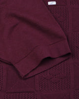 Bosstone Wine Maroon Knitted Cotton Zipper Polo T-Shirt