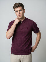 Bosstone Wine Maroon Knitted Cotton Zipper Polo T-Shirt