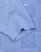 Bosstone Ice Blue Knitted Cotton Zipper Polo T-Shirt