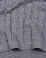 Tbesta Gray Knitted Melange Cotton Zipper Polo T-Shirt