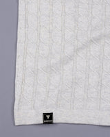 Tbesta Ivory Cream Knitted Melange Cotton Zipper Polo T-Shirt