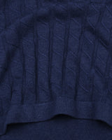 Tbesta NavyBlue Knitted Melange Cotton Zipper Polo T-Shirt