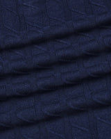 Tbesta NavyBlue Knitted Melange Cotton Zipper Polo T-Shirt