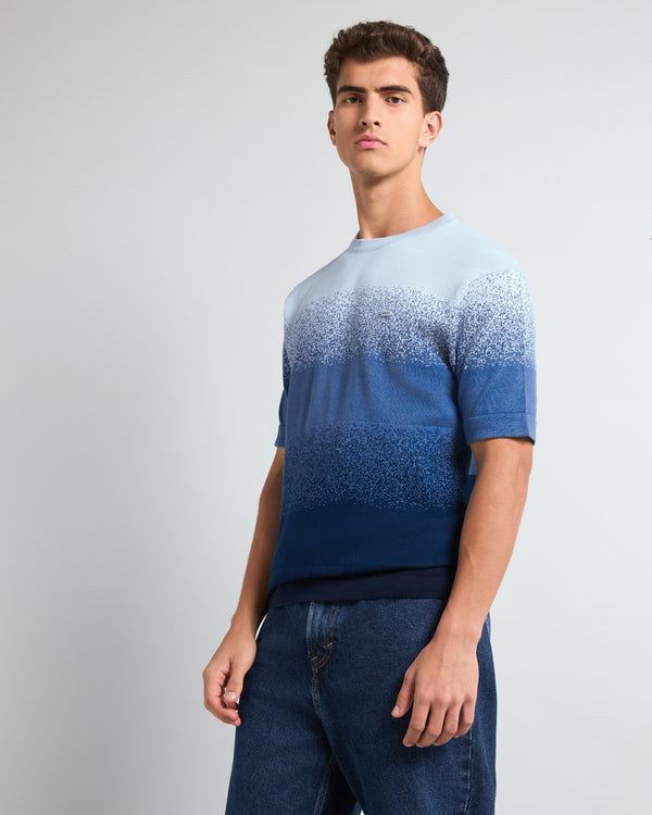 Windsor Blue Multicolor Knitted Cotton T-Shirt