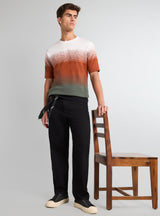 Windsor Mustard Brown Multicolor Knitted Cotton T-Shirt