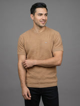 Loreto Clay Cream Knitted Cotton T-Shirt