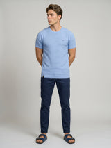 Loreto Ice Blue Knitted Cotton T-Shirt