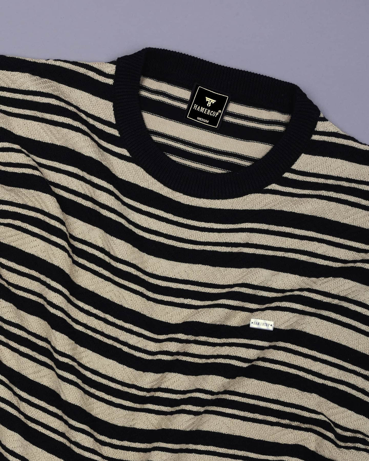 Tuzon Black Stripe Knitted Cotton T-Shirt – Hamercop