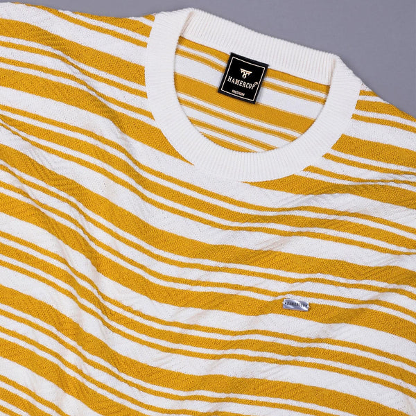Tuzon Yellow Stripe Knitted Cotton T-Shirt – Hamercop
