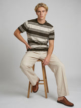 Mexico Green With Dust White Stripe Knitted Cotton T-Shirt