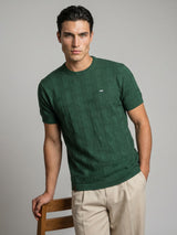 Aristo Cactus Green Knitted Melange Cotton T-Shirt