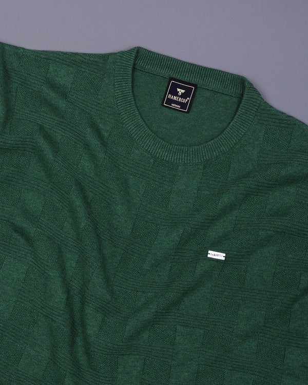 Aristo Cactus Green Knitted Melange Cotton T-Shirt