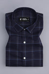 Grey with sky blue windowpane check shirt