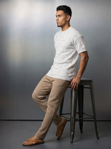 Aristo Ivory Cream Knitted Melange Cotton T-Shirt