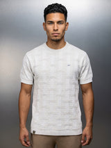 Aristo Ivory Cream Knitted Melange Cotton T-Shirt