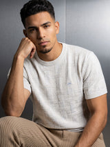 Aristo Ivory Cream Knitted Melange Cotton T-Shirt
